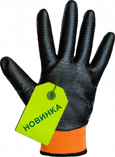 Перчатки нейлоновые с нитриловым покрытием № 105 (оранж/черн)
